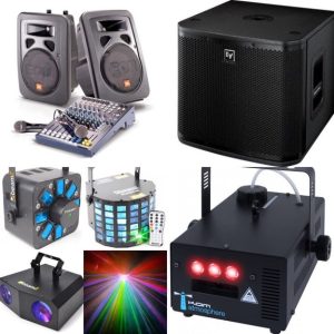 Hyra högtalare med ljus och rök