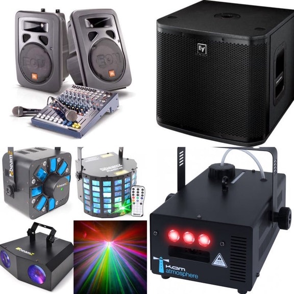 Hyra högtalare med ljus och rök